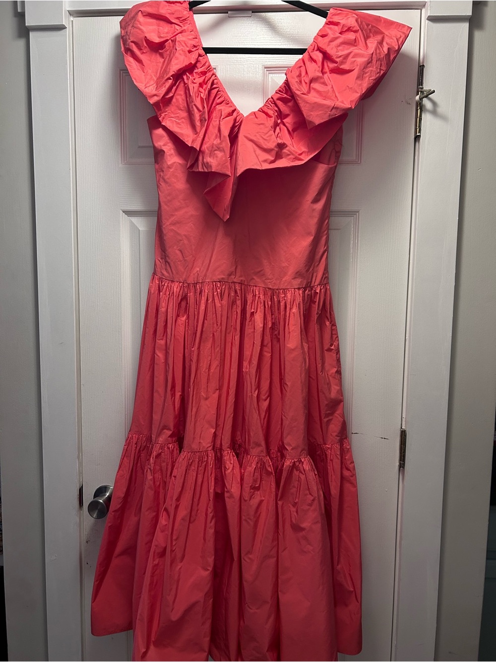 H&M Ruffled Off-Shoulder Coral Maxi Dress - Picture 2 of 4
